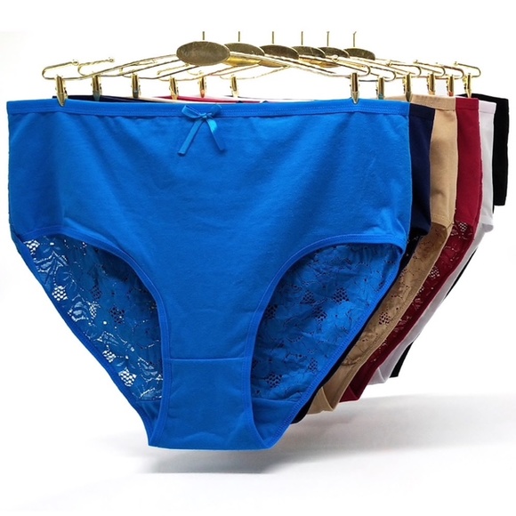 Dark Blue Large size Cotton Panties with Lace Back Panel / Bum Cover - Picture 2 of 3